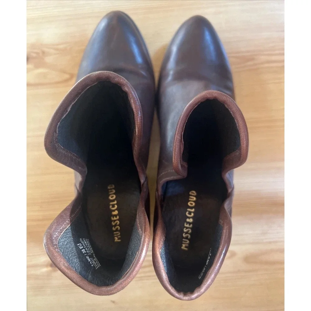 Musse & Cloud Ashila Ankle Boots Womens Size 7 EUR 38 Brown Leather Side Cutouts - Picture 8 of 11